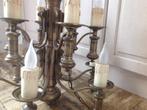 Vintage Kroonluchter brons 2 rings 12 arms hanglamp hal-lamp, Metaal, Zo goed als nieuw, Ophalen