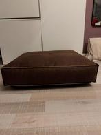 Bruin lederen poef, Ophalen, Leer, Zo goed als nieuw, Modern