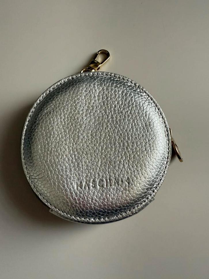 Kascha-C wallet de rond - leer - metallic zilver, Sieraden, Tassen en Uiterlijk, Portemonnees, Zo goed als nieuw, Overige merken