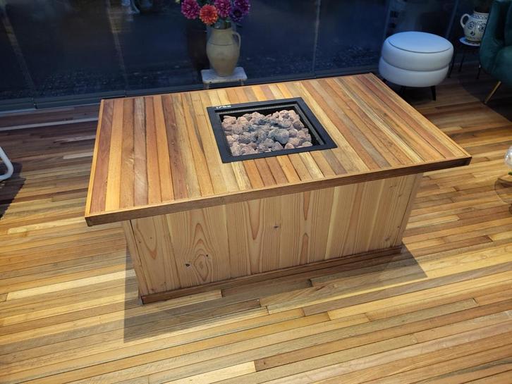 Vuurtafel, Huis en Inrichting, Tafels | Bijzettafels, Nieuw, Rechthoekig, 45 tot 60 cm, 75 cm of meer, Hout, Ophalen of Verzenden