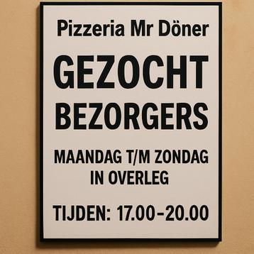 Gezocht bezorgers pizzeria  beschikbaar voor biedingen