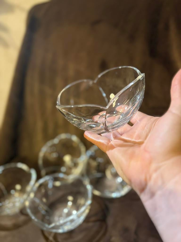 5 Kristallen schaaltjes van Nachtmann met merkje in de bodem, Huis en Inrichting, Keuken | Servies, Gebruikt, Ophalen of Verzenden