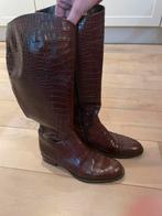 Krokodillen print bruine leren laarzen maat 40, Hoge laarzen, Bruin, Ophalen of Verzenden, Zo goed als nieuw
