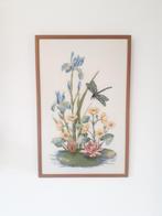 vintage schilderij borduur werk flora fauna borduursel, Ophalen of Verzenden