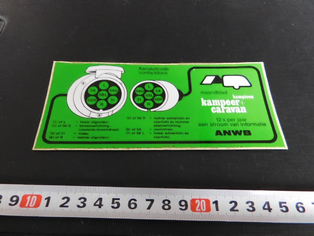 sticker ANWB Kampioen Kampeer Caravan aansluitcode contact, Ophalen, Zo goed als nieuw