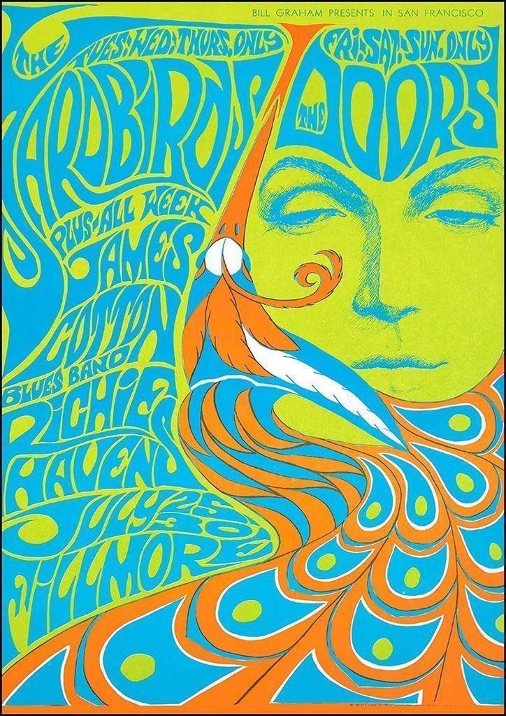 THE DOORS Bill Graham 60s Psychedelic fillmore POSTER, Verzamelen, Muziek, Artiesten en Beroemdheden, Nieuw, Poster, Artwork of Schilderij