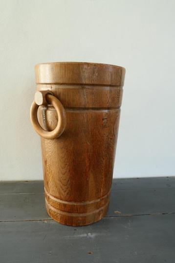 Vintage stoere houten paraplubak / vaas beschikbaar voor biedingen