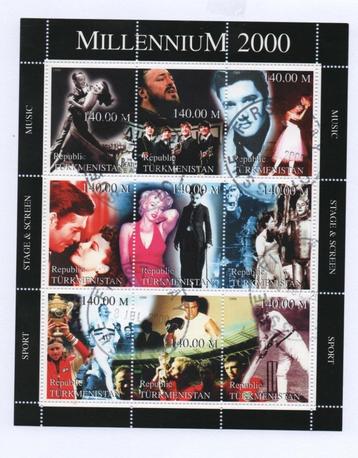 Millennium 2000 o.a. Elvis -Turkmenistan 1999 - Gestempeld beschikbaar voor biedingen