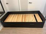 Ikea Brimnes uitschuifbaar bed zwart, Ophalen, 85 tot 100 cm, Gebruikt, Lattenbodem