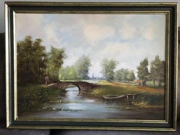 Schilderij Antiek Vintage olieverf op Canvas. beschikbaar voor biedingen
