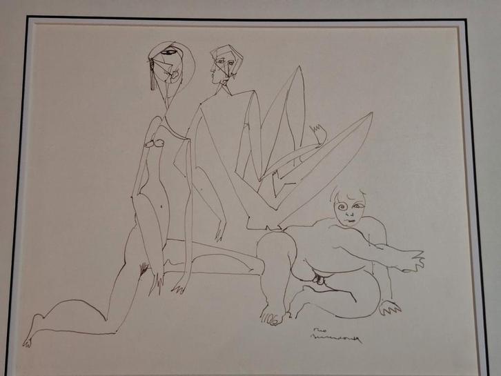 Abstract Naakt Tekening, Antiek en Kunst, Kunst | Tekeningen en Foto's, Ophalen of Verzenden