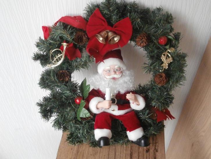 Luxe Kerstkrans met Bewegende Kerstman Muziek en Licht, Diversen, Kerst, Ophalen of Verzenden