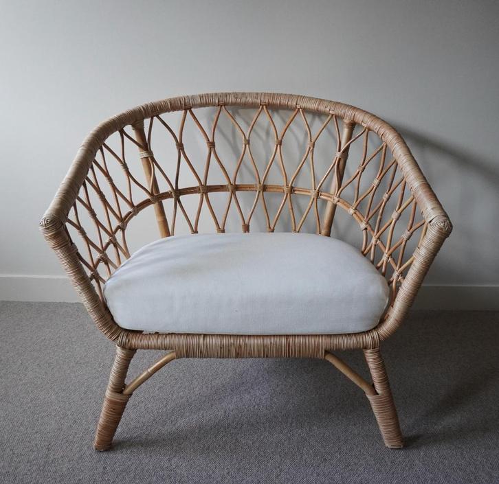 IKEA Stockholm rotan fauteuil groot 2017 1e editie, Huis en Inrichting, Fauteuils, Zo goed als nieuw, Riet of Rotan, 50 tot 75 cm