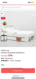 Nara Nous bed 140x200, Ophalen, Wit, Tweepersoons, 140 cm