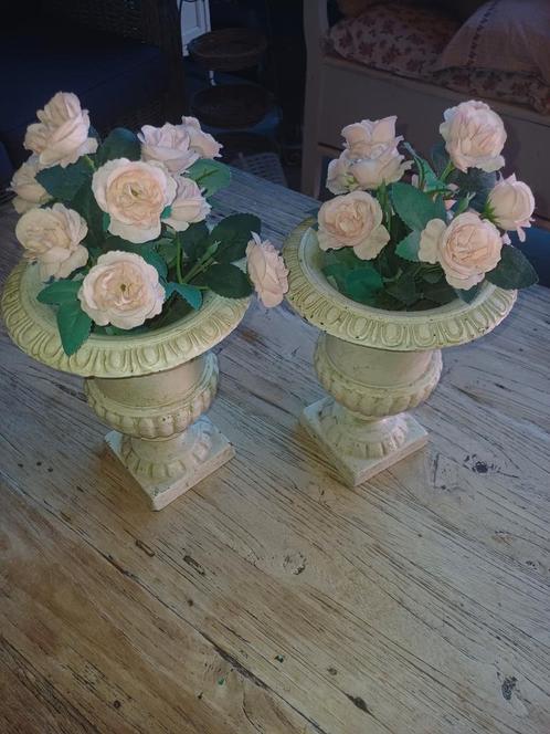 Franse bloempotten met kunstbloemen, Huis en Inrichting, Woonaccessoires | Kunstplanten en Kunstbloemen, Gebruikt, Binnen, Buiten