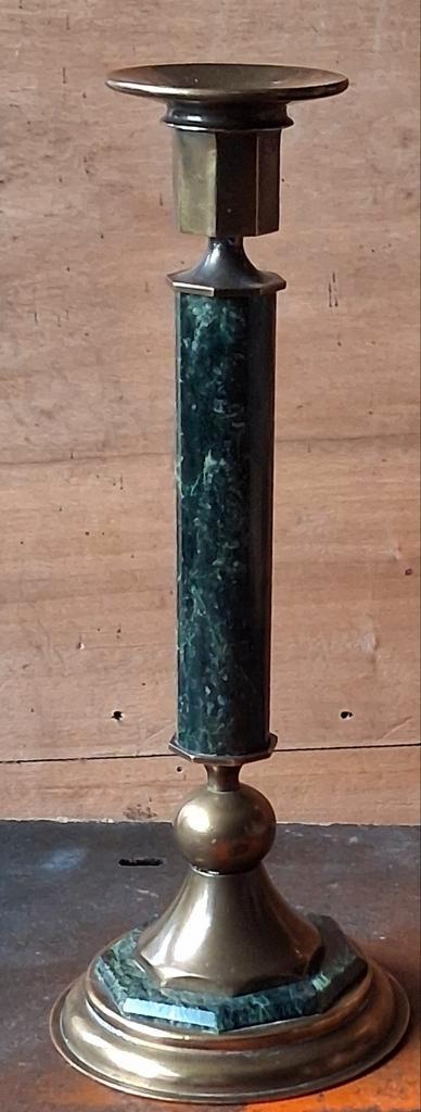 Kandelaar.  Messing/marmer. 25 cm., Huis en Inrichting, Woonaccessoires | Kandelaars en Kaarsen, Zo goed als nieuw, Kandelaar