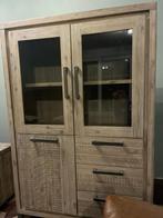 Leren bansktel woonkamer meubel set tv salon tafel en kast, Huis en Inrichting, Ophalen, Bruin dikke leer, 150 tot 200 cm, Zo goed als nieuw