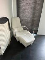 Luxe leren relaxstoel met bijzettafel, Ophalen, Zo goed als nieuw, Leer, 75 tot 100 cm