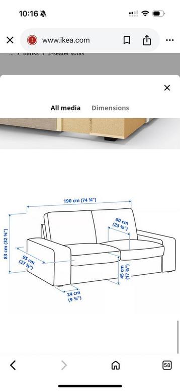 Grey 2 seater sofa - Ikea Kivik - afbeelding 6