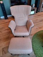 Luxe fauteuil met poef (Label van den Berg), Ophalen, 75 tot 100 cm, Zo goed als nieuw, 75 tot 100 cm