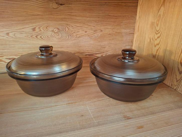 Vintage Arcopal France ovenschalen, Huis en Inrichting, Keuken | Potten en Pannen, Gebruikt, Pot, Bus of Blik, Glas, Ophalen of Verzenden
