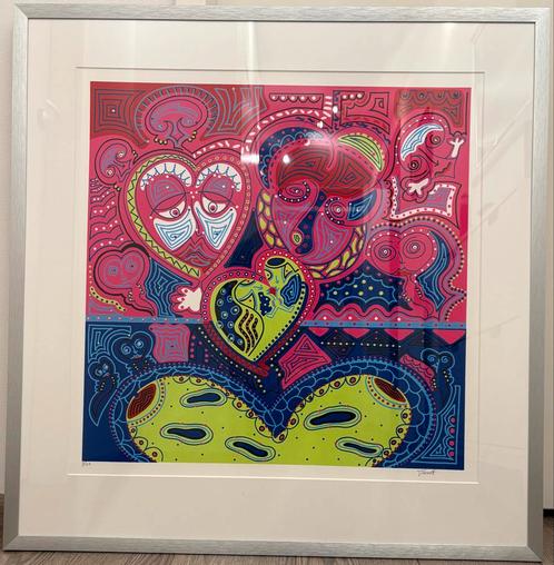 Zeefdruk 'Hartenliefde' Toescat - Ingelijst, Antiek en Kunst, Kunst | Litho's en Zeefdrukken, Ophalen of Verzenden