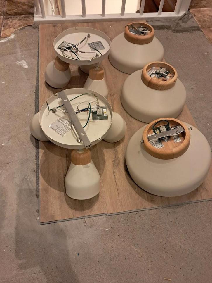 Lampen, Huis en Inrichting, Lampen | Plafondlampen, Gebruikt, Hout, Metaal, Ophalen