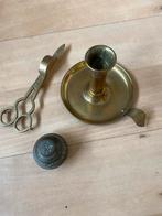 Koperen kandelaar en snuiter, Antiek en Kunst, Ophalen of Verzenden