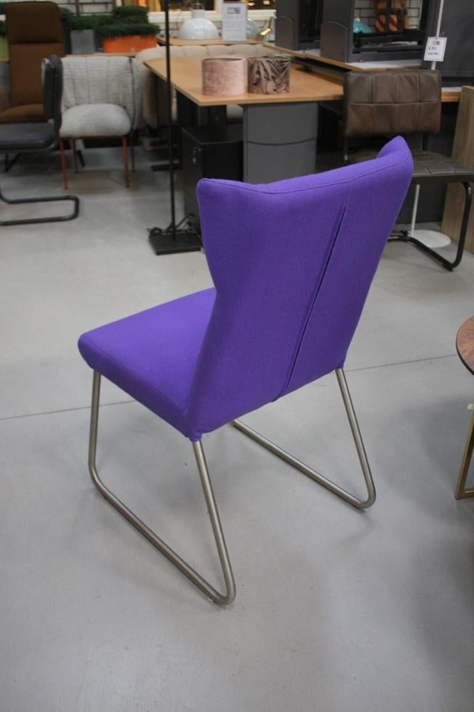 Leuke eetkamerstoel Largo Jess Design sledestoel paars vilt, Ophalen, Gebruikt, Overige kleuren, Stof