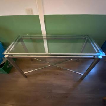 Moderne, metal & glas sofa/console tafel