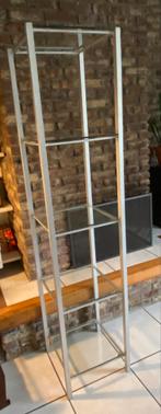 2 metalen zilverkleurig vitrinekasten, Ophalen, Minder dan 50 cm, Gebruikt, Glas