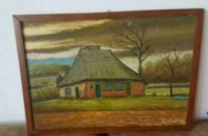 Olieverf boerderij huisje v. Gestel van Gogh, Antiek en Kunst, Kunst | Schilderijen | Klassiek, Ophalen