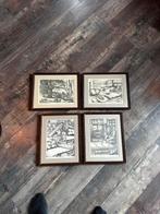 4 lithografien gemaakt in 1987 over de papierindustrie, Antiek en Kunst, Kunst | Litho's en Zeefdrukken, Ophalen of Verzenden
