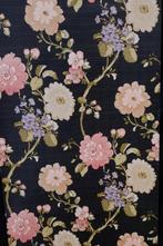7392 bloemen vintage behang op zwart chique romantisch swiet, Huis en Inrichting, Stoffering | Behang, Verzenden, Minder dan 10 m²