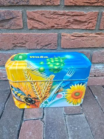 Prachtig kleurrijk vintage WASA KNÄCKEBRÖD blik €6,50 beschikbaar voor biedingen