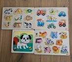 4 houten peuterpuzzels, Ophalen of Verzenden, Minder dan 10 stukjes, Gebruikt, 6 maanden tot 2 jaar