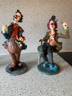 2 gedetailleerde clowns 30 cm hoog en 27 cm hoog. Kunsthars, Ophalen of Verzenden, Zo goed als nieuw, Overige typen