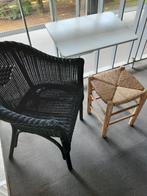 Balkon klaPtafeltje  stoel krukje zijn van riet, Huis en Inrichting, Ophalen of Verzenden, Hout