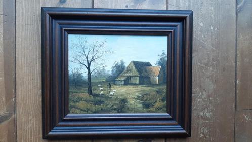 Olieverf op doek J.Kok van een oude boerderij, Antiek en Kunst, Kunst | Schilderijen | Klassiek, Ophalen