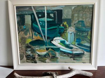 Schilderij Amsterdam Prinseneiland door Theo Kort 1989 beschikbaar voor biedingen