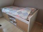 Bed met opbergruimte, Ophalen, 90 cm, Eenpersoons, Wit