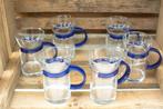 6 Theeglazen met blauw clip-hendel 39008, Huis en Inrichting, Keuken | Servies, Ophalen of Verzenden, Gebruikt, Glas, Overige stijlen