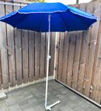BLAUWE STRAND PARASOL MET VOET/GRONDBOOR, Tuin en Terras, Parasols, Ophalen of Verzenden, 1 tot 2 meter, Strandparasol, Verstelbaar