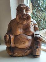 Happy boeddha beeld massief hout Thailand 35 cm hoog, Verzenden, Zo goed als nieuw