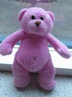 Beer  merk Unitoys roze velours bruin geborduurd neusje bol, Ophalen of Verzenden, Zo goed als nieuw, Beer