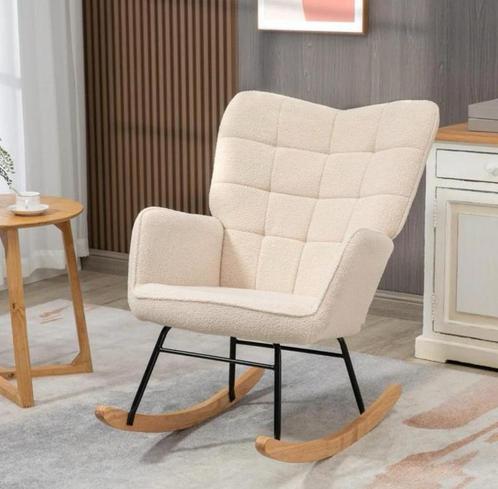 schommelstoel accentstoel tot 120 kg NIEUW, Huis en Inrichting, Fauteuils, Nieuw, Hout, Stof, Ophalen of Verzenden