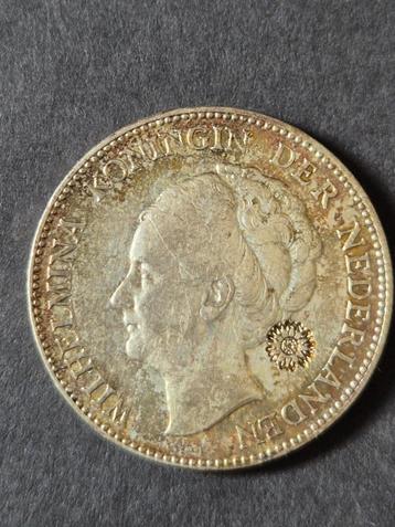 Nederland Wilhelmina 1 Gulden 1929 Zilver met Margriet Klop beschikbaar voor biedingen