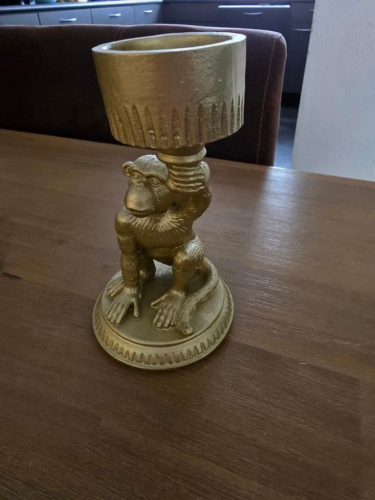 leuke aap kandelaar   *h2, Ophalen of Verzenden, Zo goed als nieuw, Overige materialen, Minder dan 25 cm