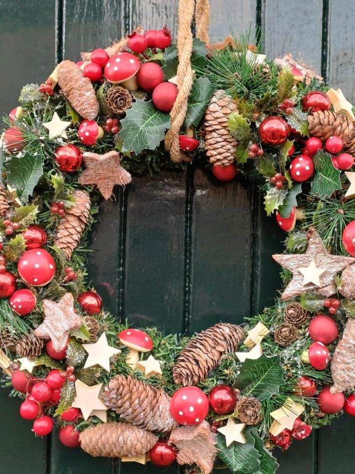Handgemaakte Kerstkrans Deurkrans - Marja's Mooisten, Diversen, Kerst, Ophalen of Verzenden