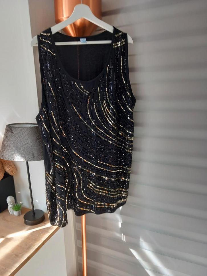 NIEUWE ZWARTE DAMESTOP MAAT 54/56 MS MODE., Kleding | Dames, Tops, Nieuw, Maat 46/48 (XL) of groter, Zwart, Zonder mouw, Ophalen of Verzenden